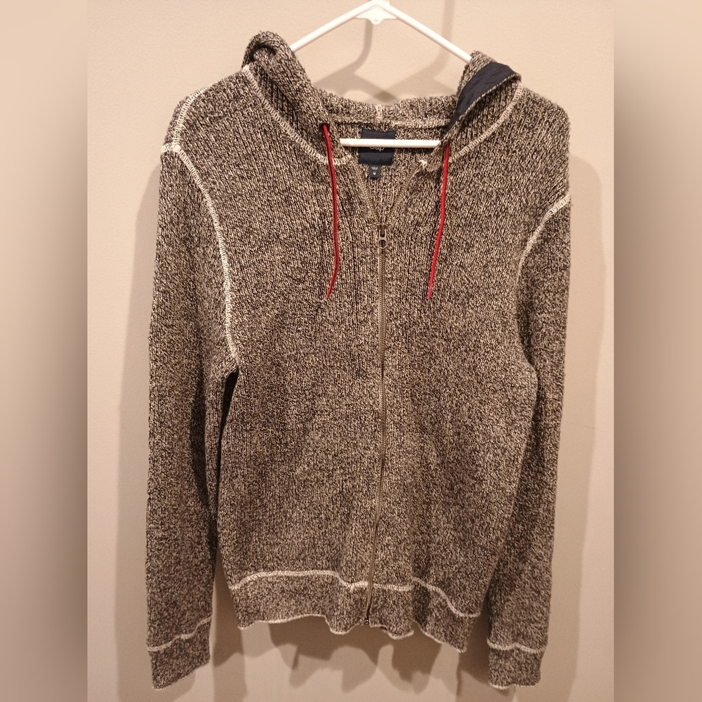 Women's GAP Gray and Red Zip Up Sweater